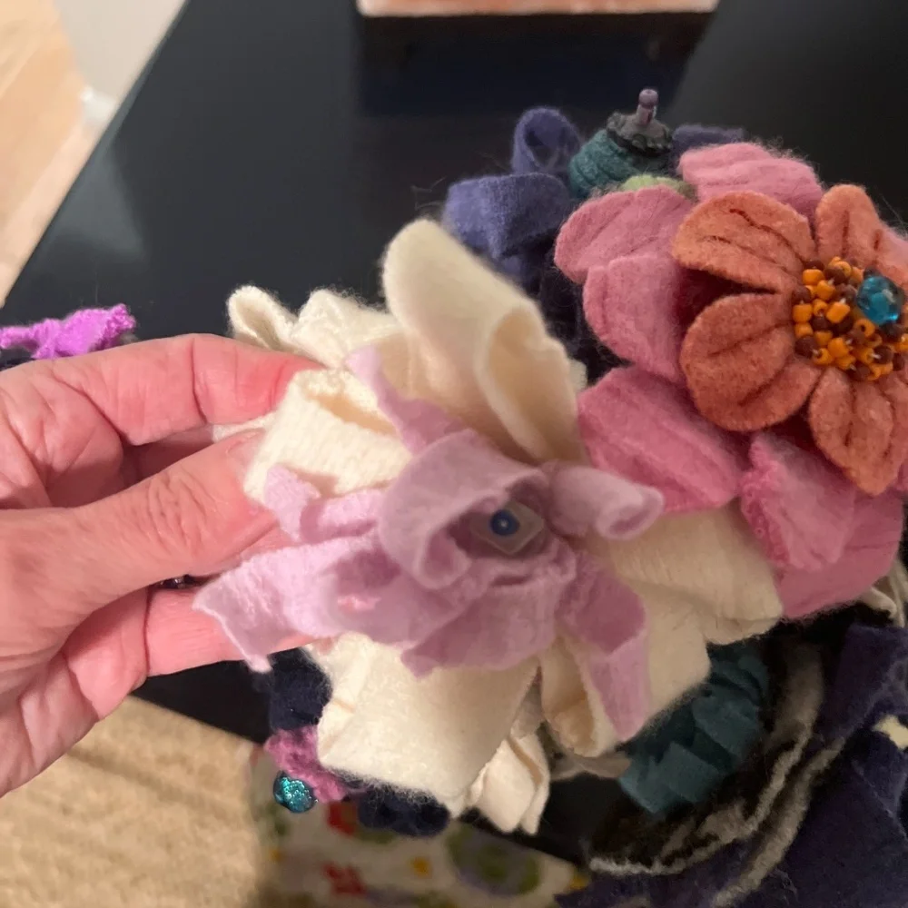 Handmade felt flowers with vase